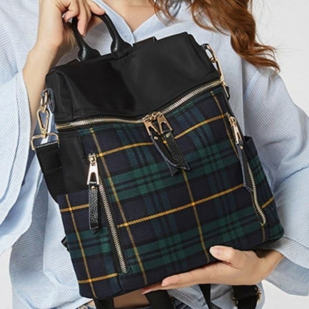 Plaid Red and Black Women's Backpack - Picture 4 of 6